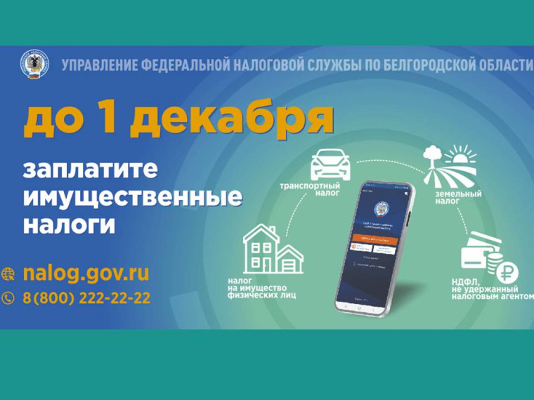 Имущественные налоги необходимо уплатить не позднее 1 декабря. Имущественные налоги необходимо уплатить не позднее 1 декабря.